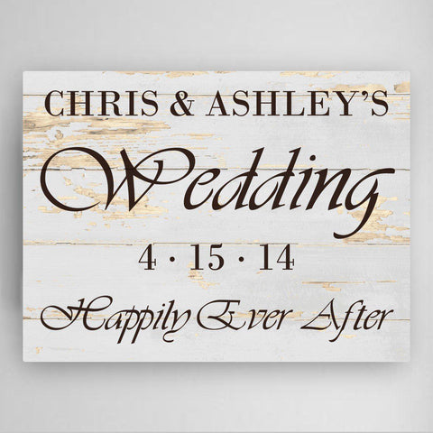 Buy Personalized Happily Ever After Wedding Canvas Sign