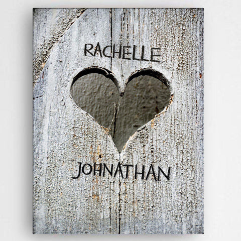 Buy Personalized Hand Carved Heart Canvas Sign