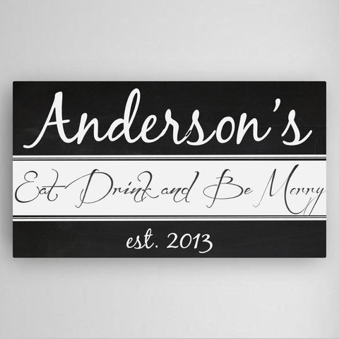 Buy Personalized Kitchen Eat, Drink and Be Merry Canvas Print