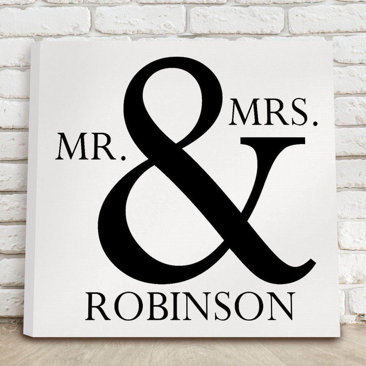 Personalized Mr &amp; Mrs Canvas Print Sign