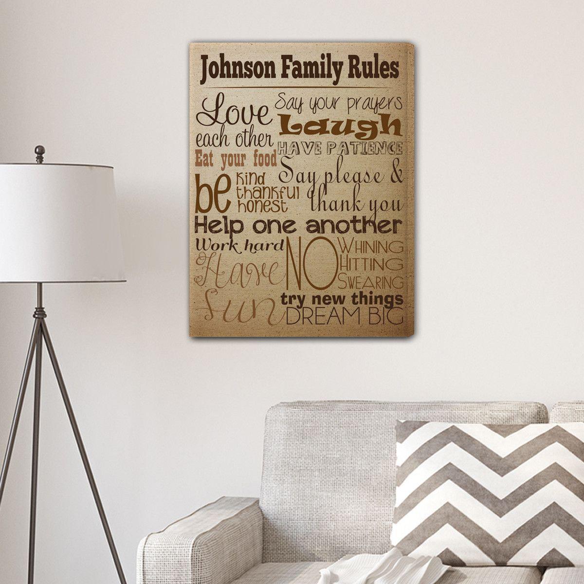 Rules of the House Personalized Canvas Print