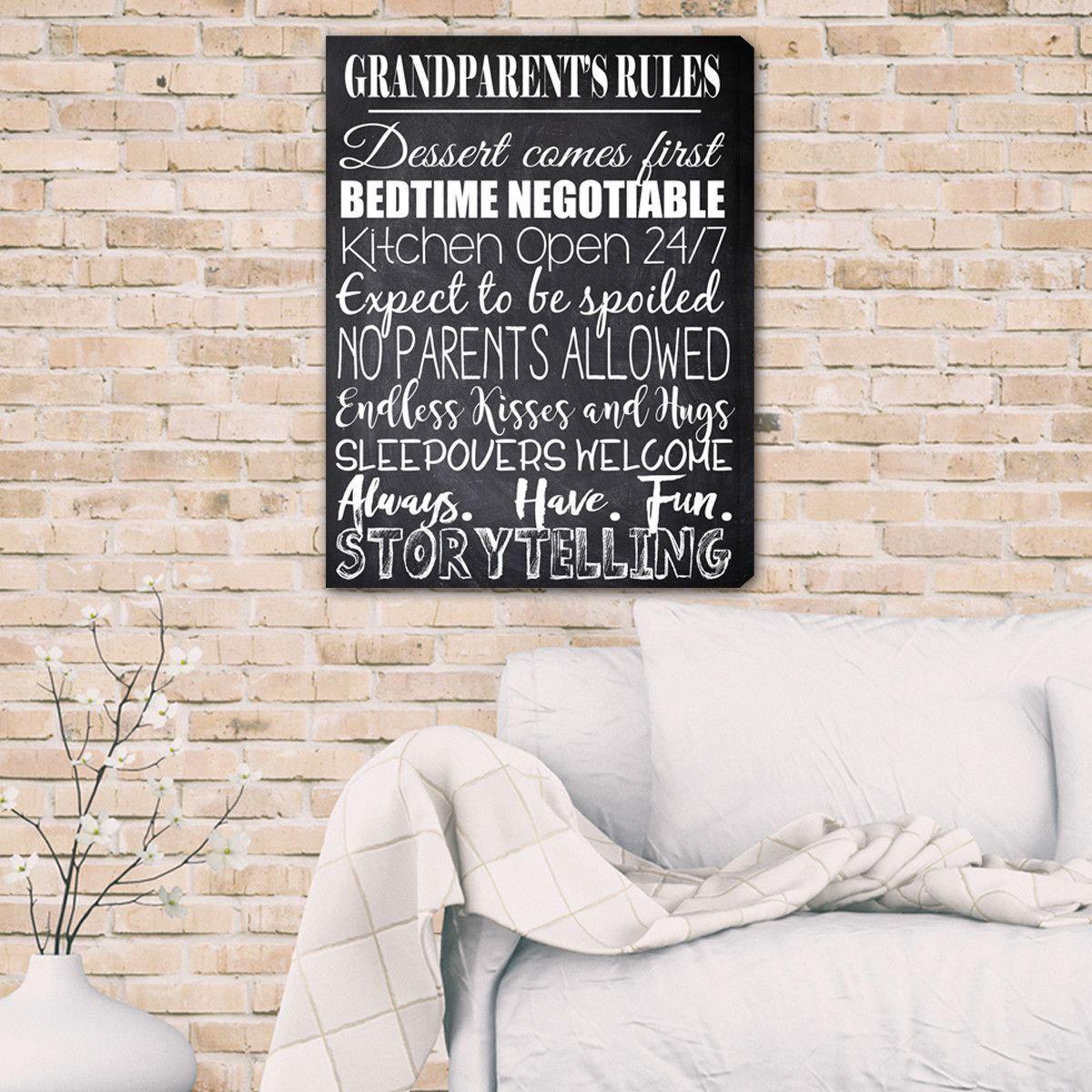 Grandparent&#039;s House Rules Personalized Canvas Print