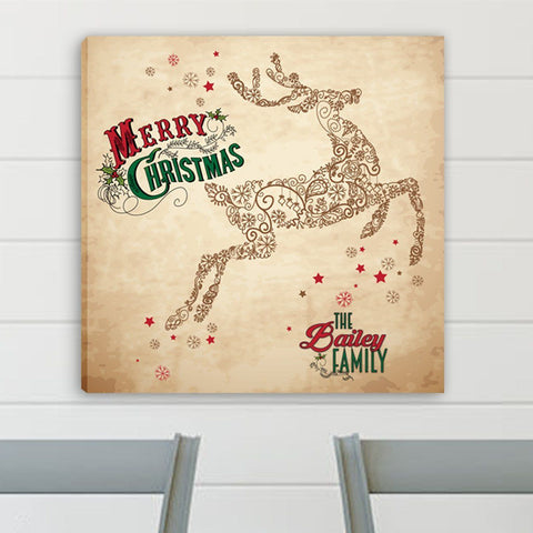 Buy Personalized Vintage Reindeer Canvas Print