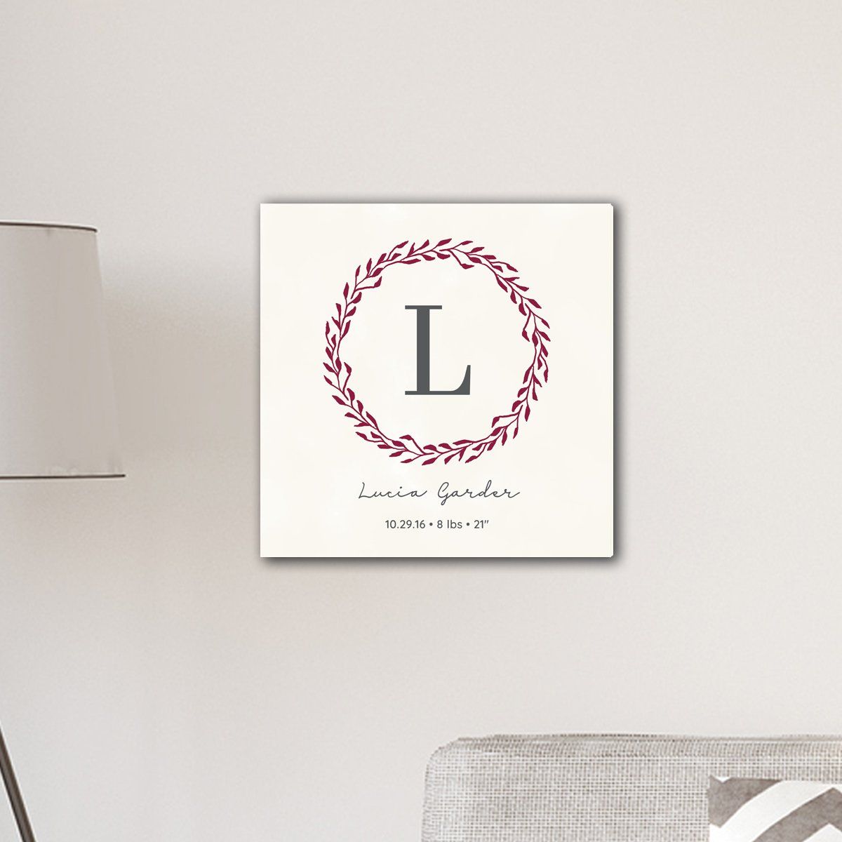 Personalized Family Initial Wreath & Vine 18