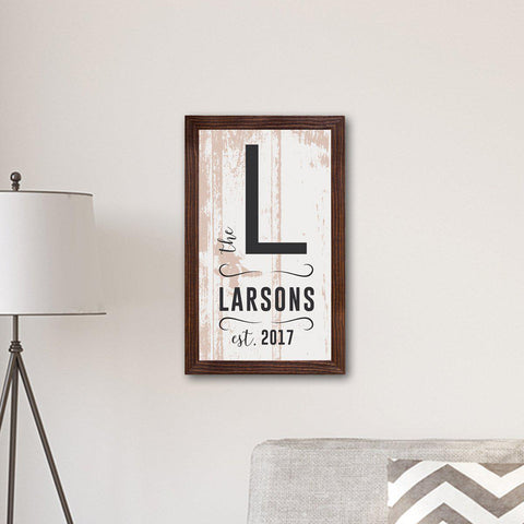 Buy Personalized Framed Family Name & Initial Farmhouse Canvas Print