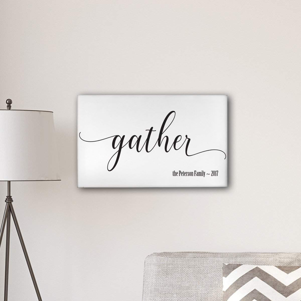 Personalized Gather Modern Farmhouse 14&quot; x 24&quot; Canvas Sign