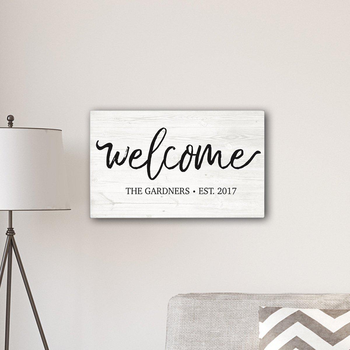 Personalized Welcome Modern Farmhouse 14&quot; x 24&quot; Canvas Sign