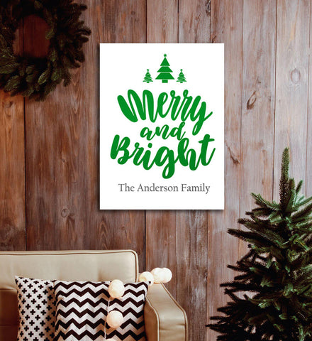 Buy Personalized Merry & Bright Christmas Canvas Print