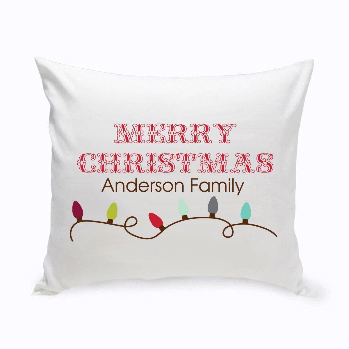 Personalized Holiday Throw Pillows - Xmas Lights