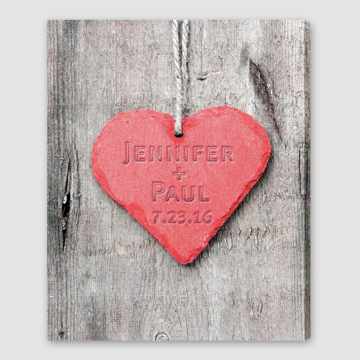 Personalized Embossed Heart Canvas Sign