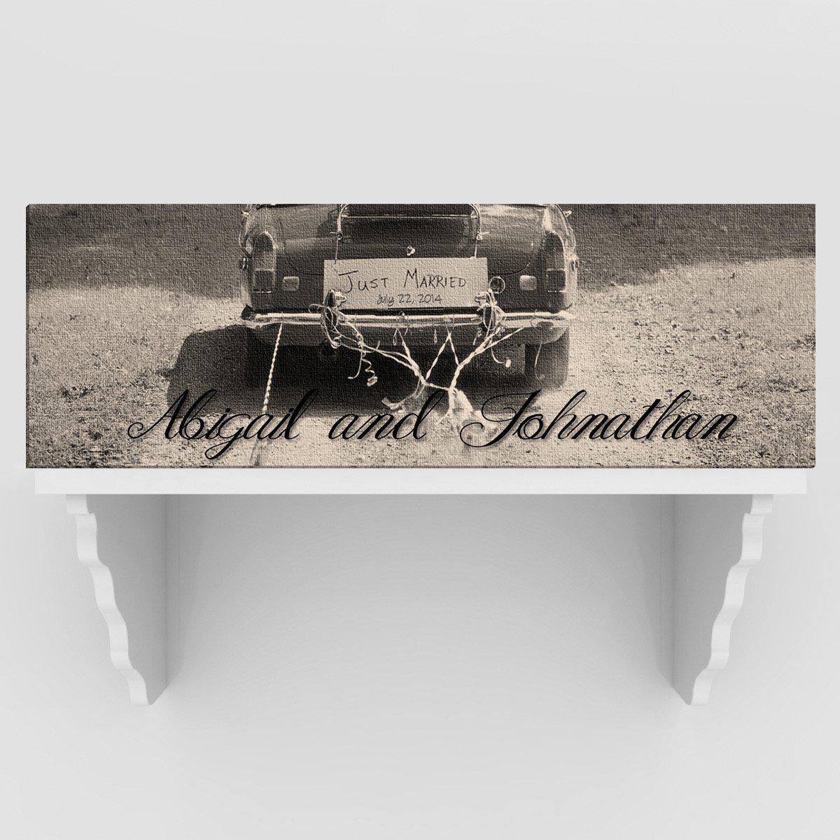 Personalized Just Married Canvas Sign - Black/White or Color