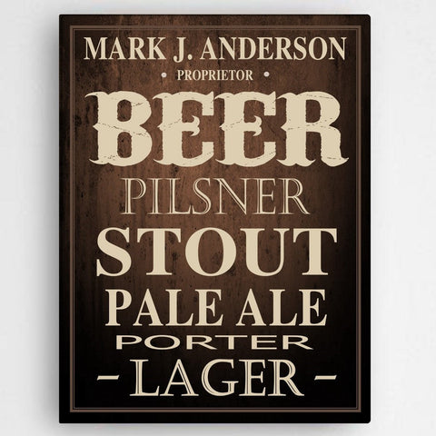 Buy Personalized Beer Canvas Sign