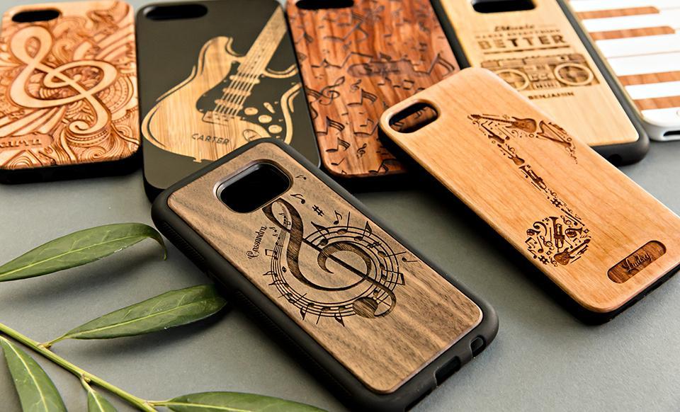 Personalized Wooden Phone Cases - Music Collection Personalized Wooden Phone Cases - Music Collection