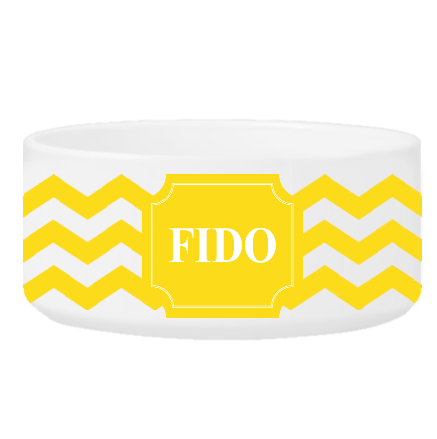 Personalized Large Dog Bowl - Cheerful Chevron