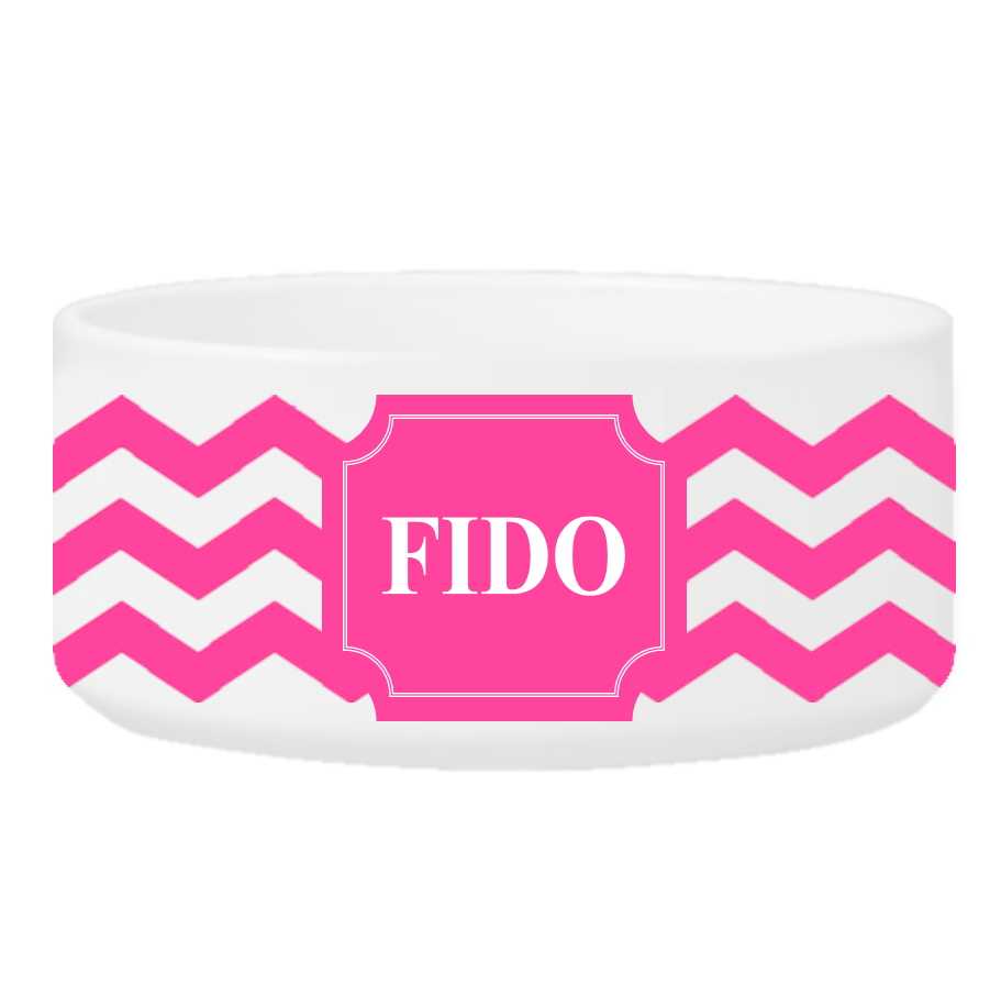 Personalized Large Dog Bowl - Cheerful Chevron