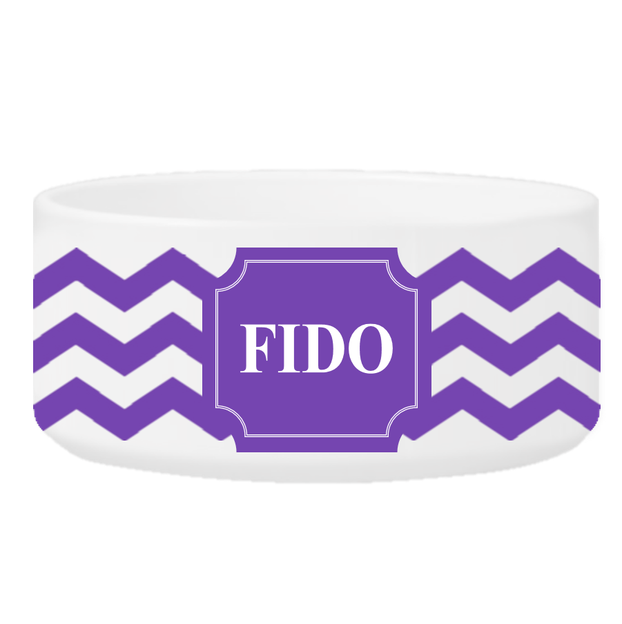 Personalized Large Dog Bowl - Cheerful Chevron