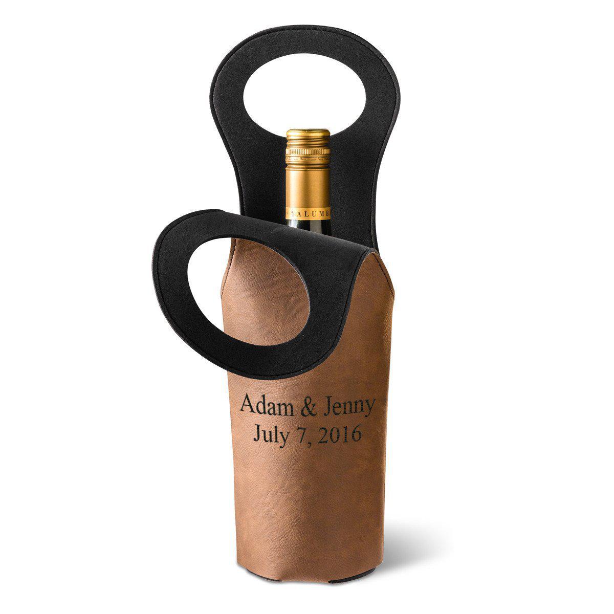 Personalized Wine Tote - Leatherette - Wedding Favor