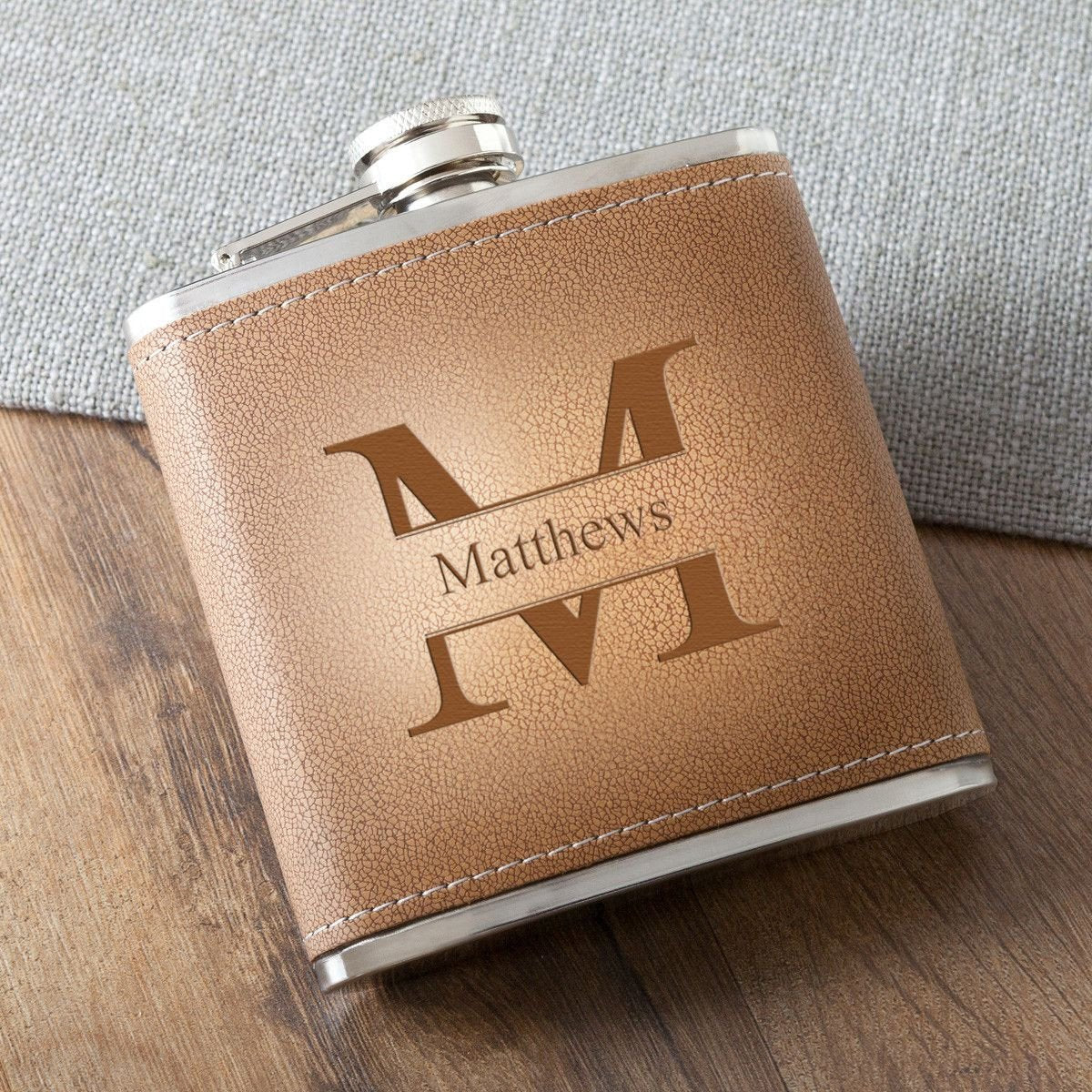 Personalized Durango Monogrammed 6 oz. Leather Hide Flask