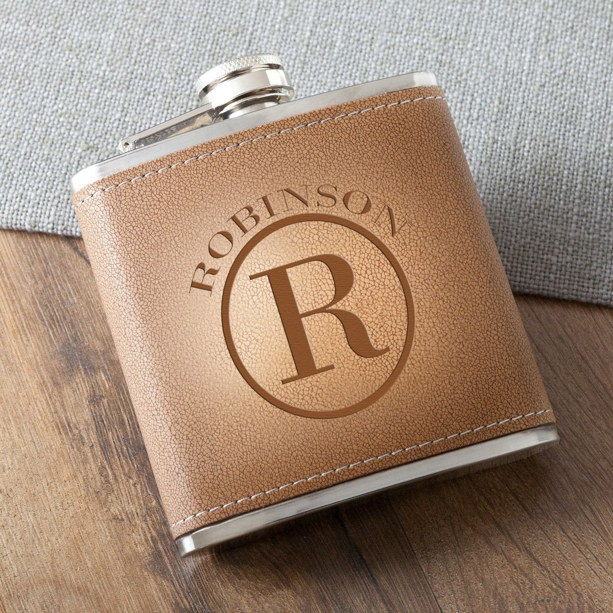 Personalized Durango Monogrammed 6 oz. Leather Hide Flask