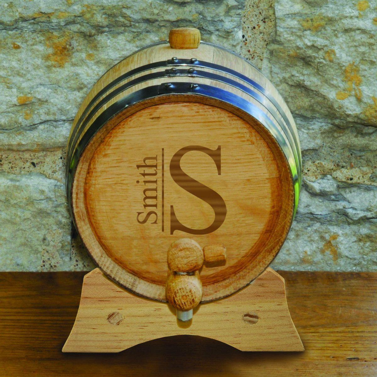 Personalized Monogrammed Oak Whiskey Barrel - 2 Liter