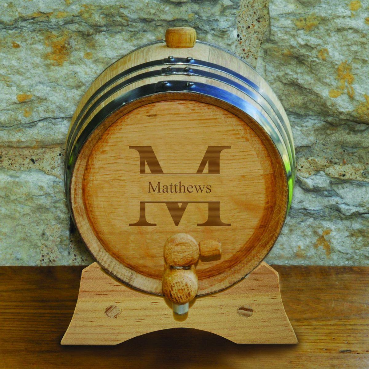 Personalized Monogrammed Oak Whiskey Barrel - 2 Liter