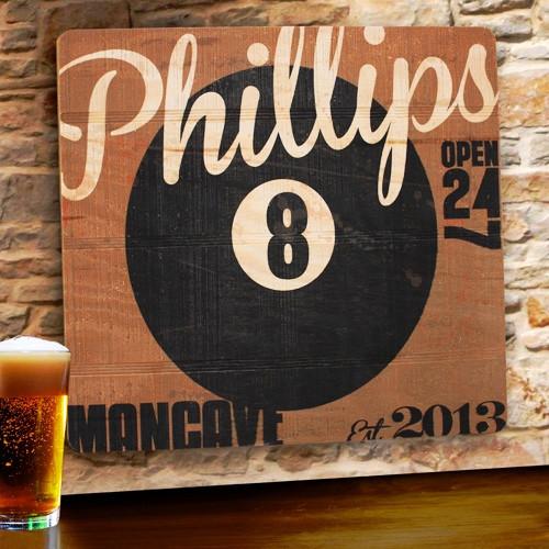 Personalized Wood Tavern and Bar Sign - 8-Ball