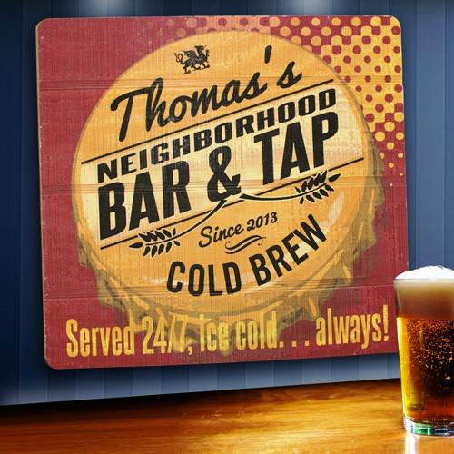 Personalized Wood Tavern and Bar Sign - Served 24/7