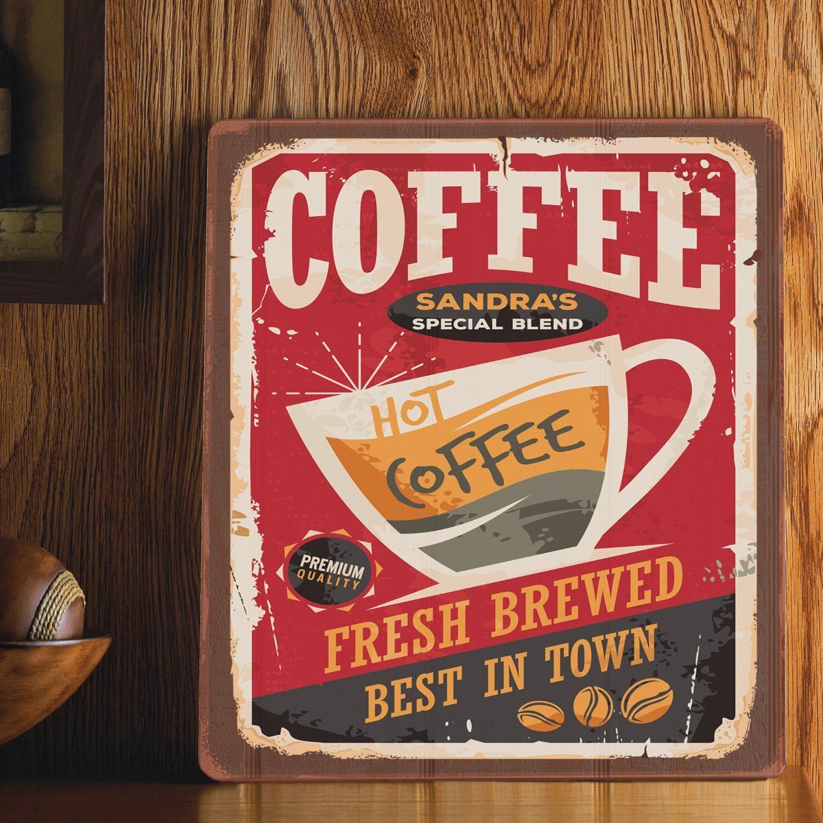 Personalized Wood Art Sign - Hot Coffee