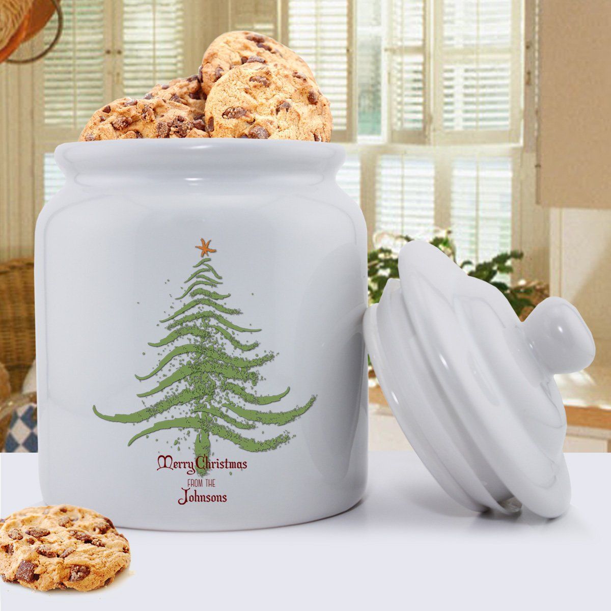 Personalized Holiday Cookie Jars - Christmas Tree