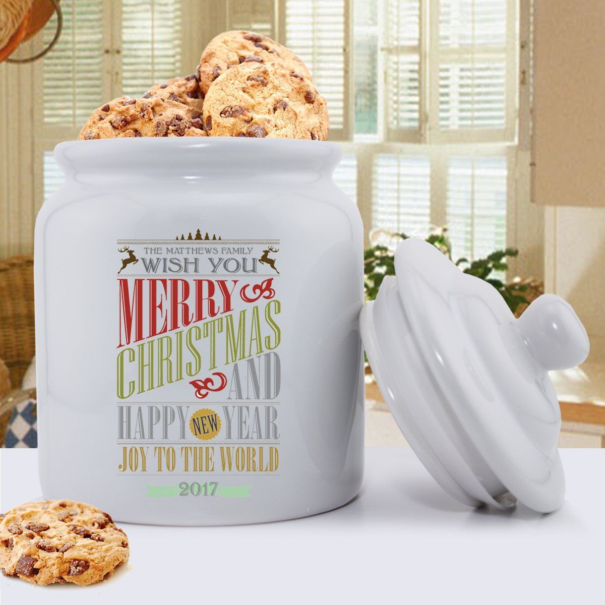 Personalized Holiday Cookie Jars - Christmas Words