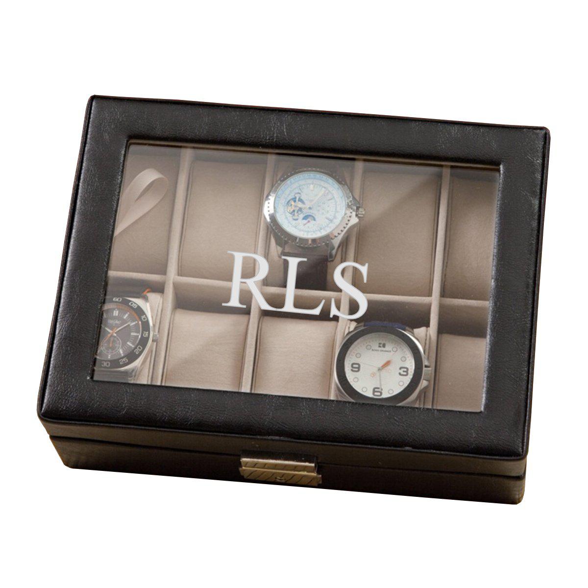 Personalized Leather Watch Box and Watch Case