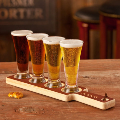 Buy Personalized Wood Beer Tasting Set with Mini Pilsners