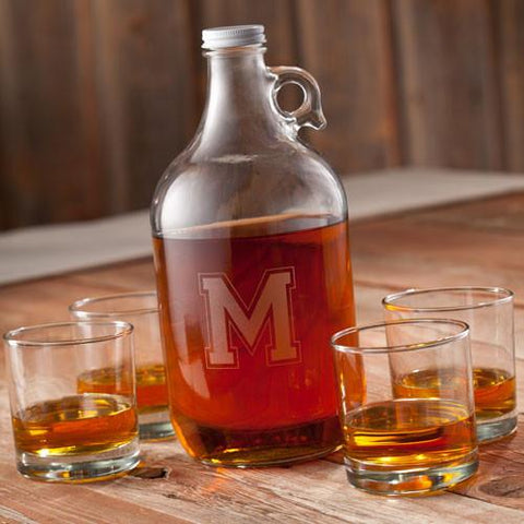 Buy Personalized Single Initial Whiskey Growler Set