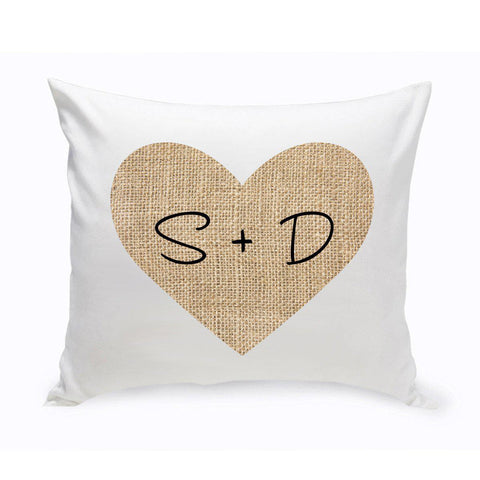 Buy Personalized Burlap Heart Throw Pillow (Insert Included)