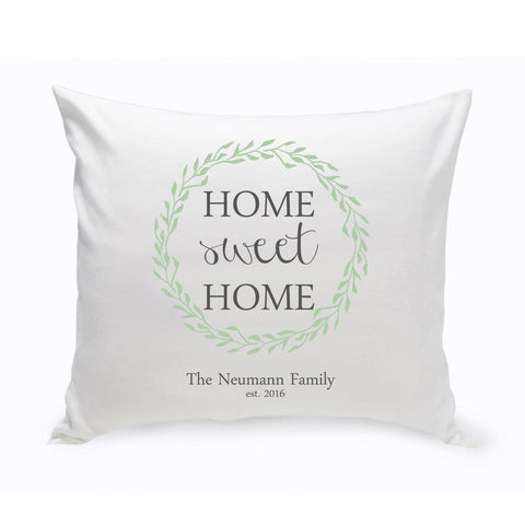 Buy Personalized Home Sweet Home Throw Pillow - Green Wreath (Insert Included)