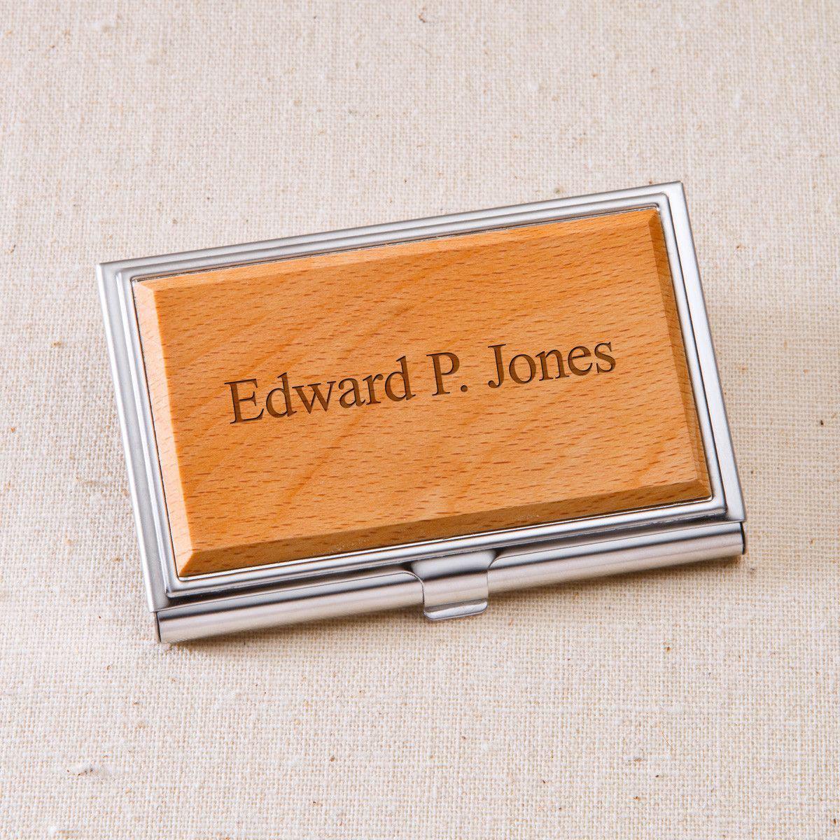 Personalized Wood Business Card Case