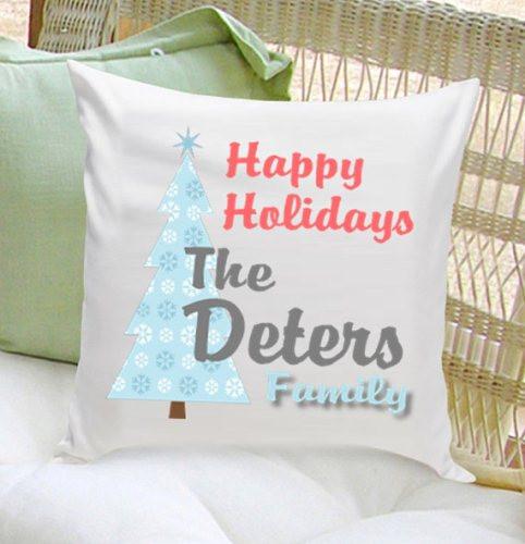 Personalized Happy Holiday Throw Pillows