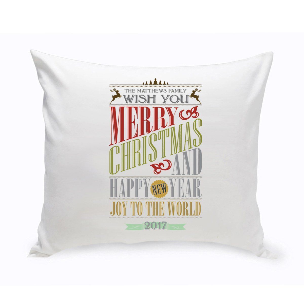 Personalized Christmas Words Throw Pillow