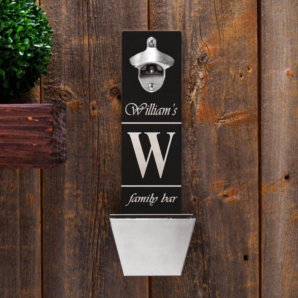 Personalized Wall Mounted Bottle Opener - Family Bar