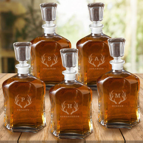Buy Set of 5 Groomsmen Personalized Whiskey Decanters - 23 oz.