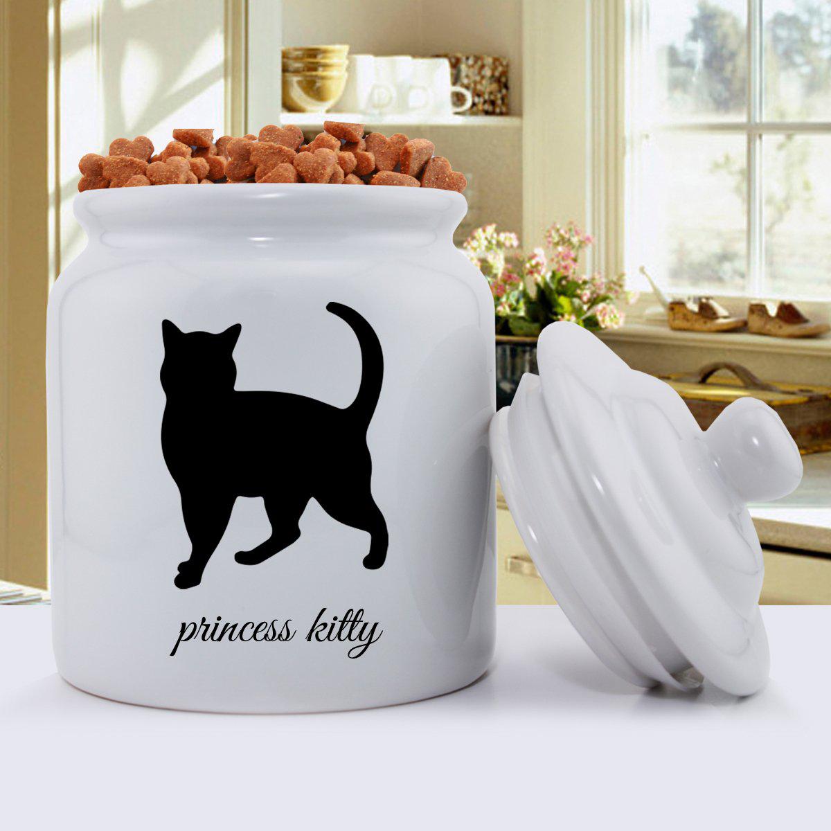 Personalized Classic Silhouette Cat Treat Jar