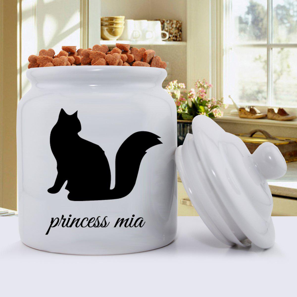 Personalized Classic Silhouette Cat Treat Jar