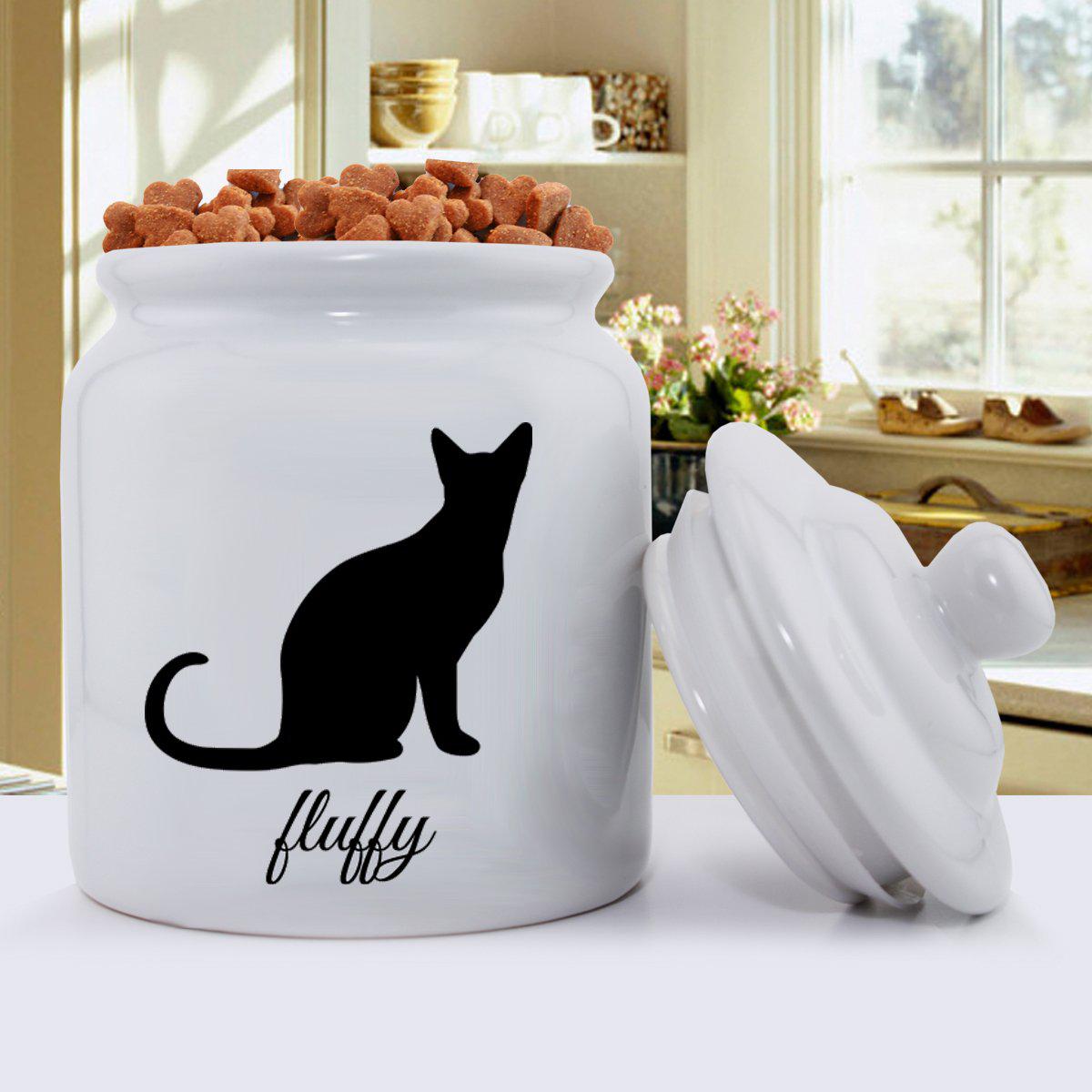 Personalized Classic Silhouette Cat Treat Jar
