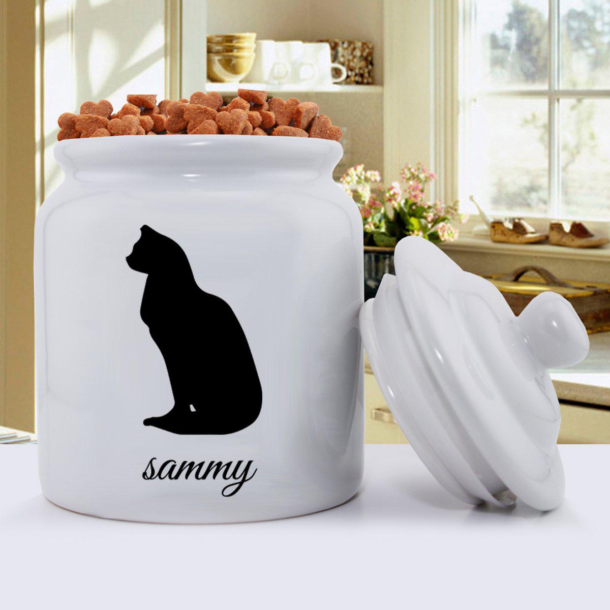 Personalized Classic Silhouette Cat Treat Jar