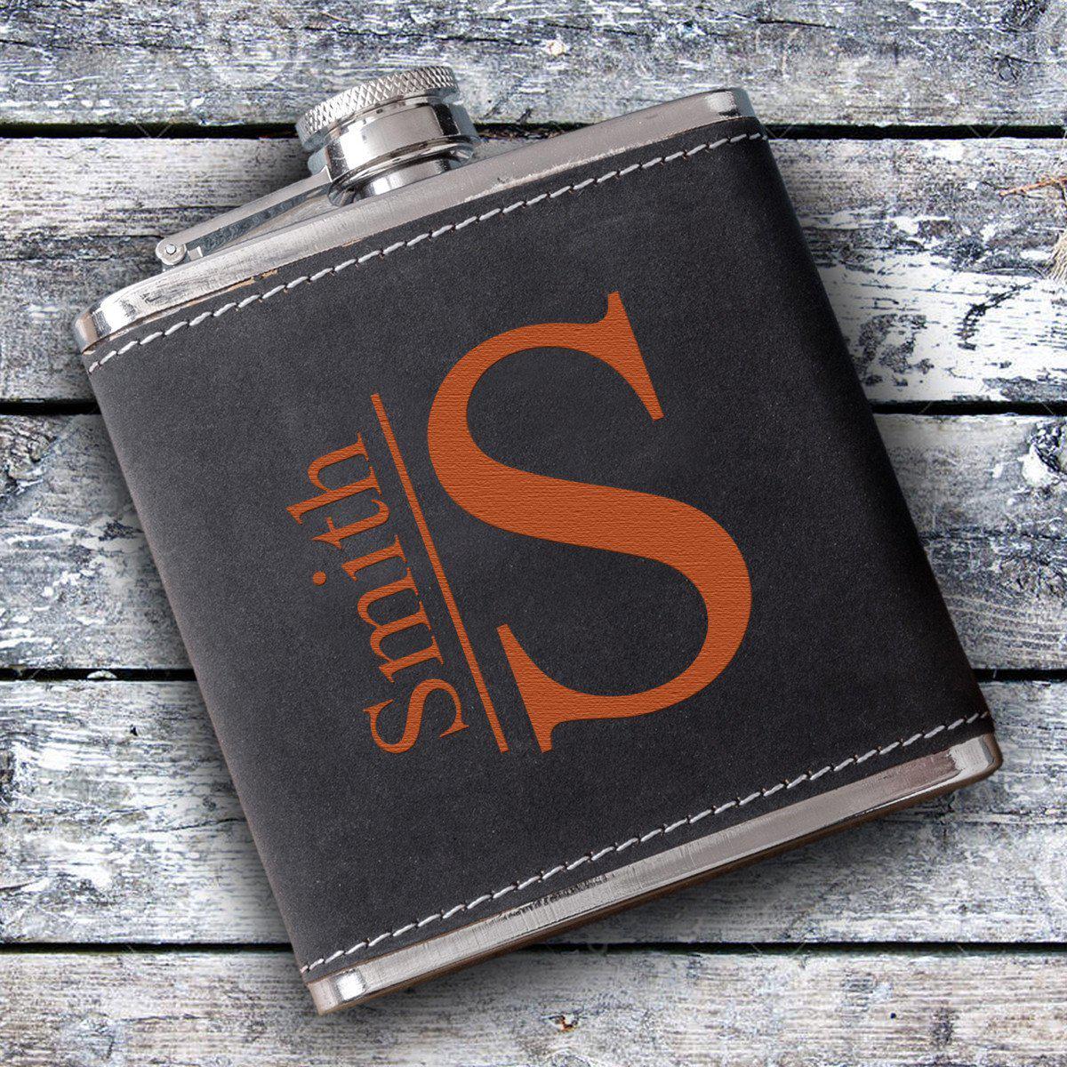 Personalized Silverton Monogrammed 6 oz. Suede Flask
