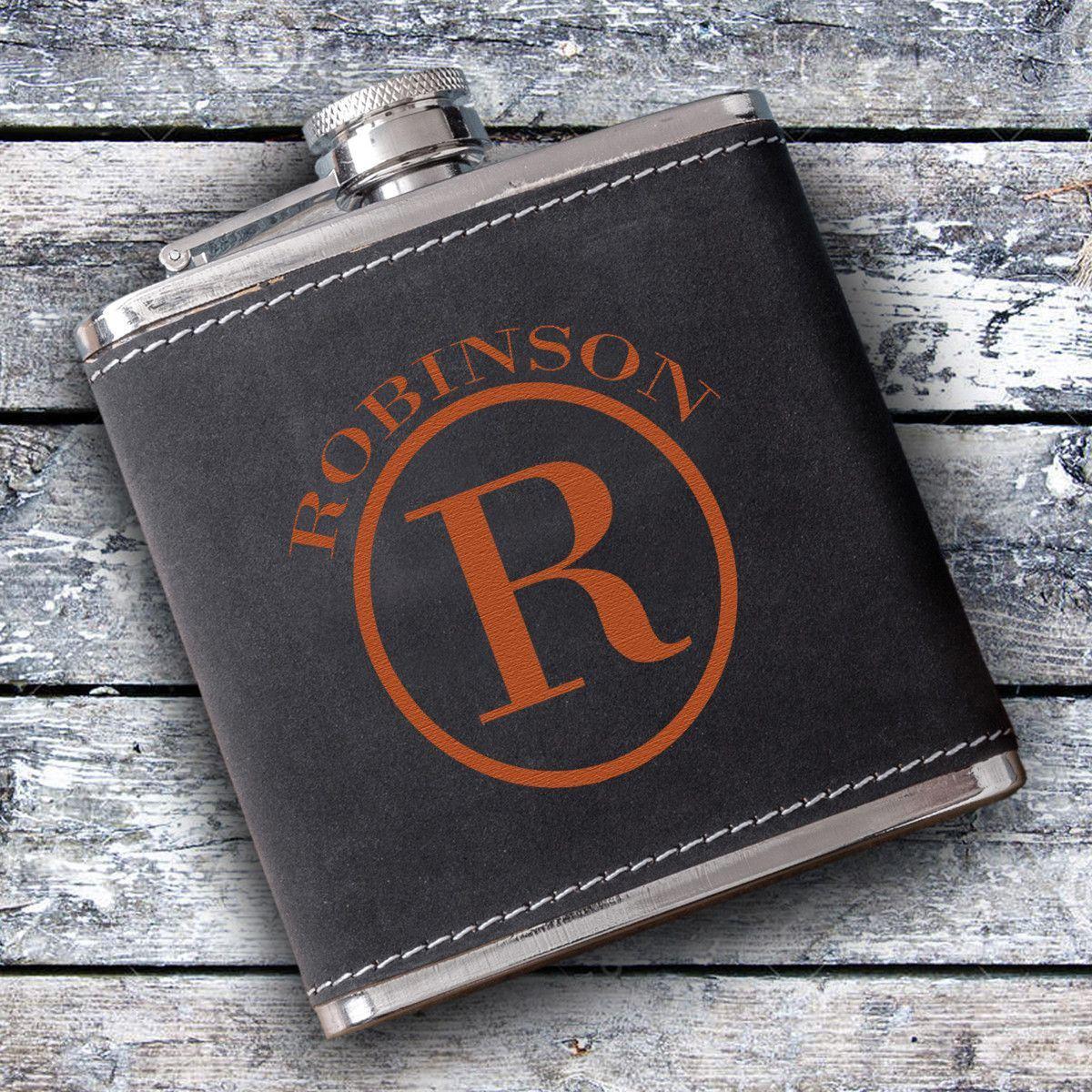 Personalized Silverton Monogrammed 6 oz. Suede Flask