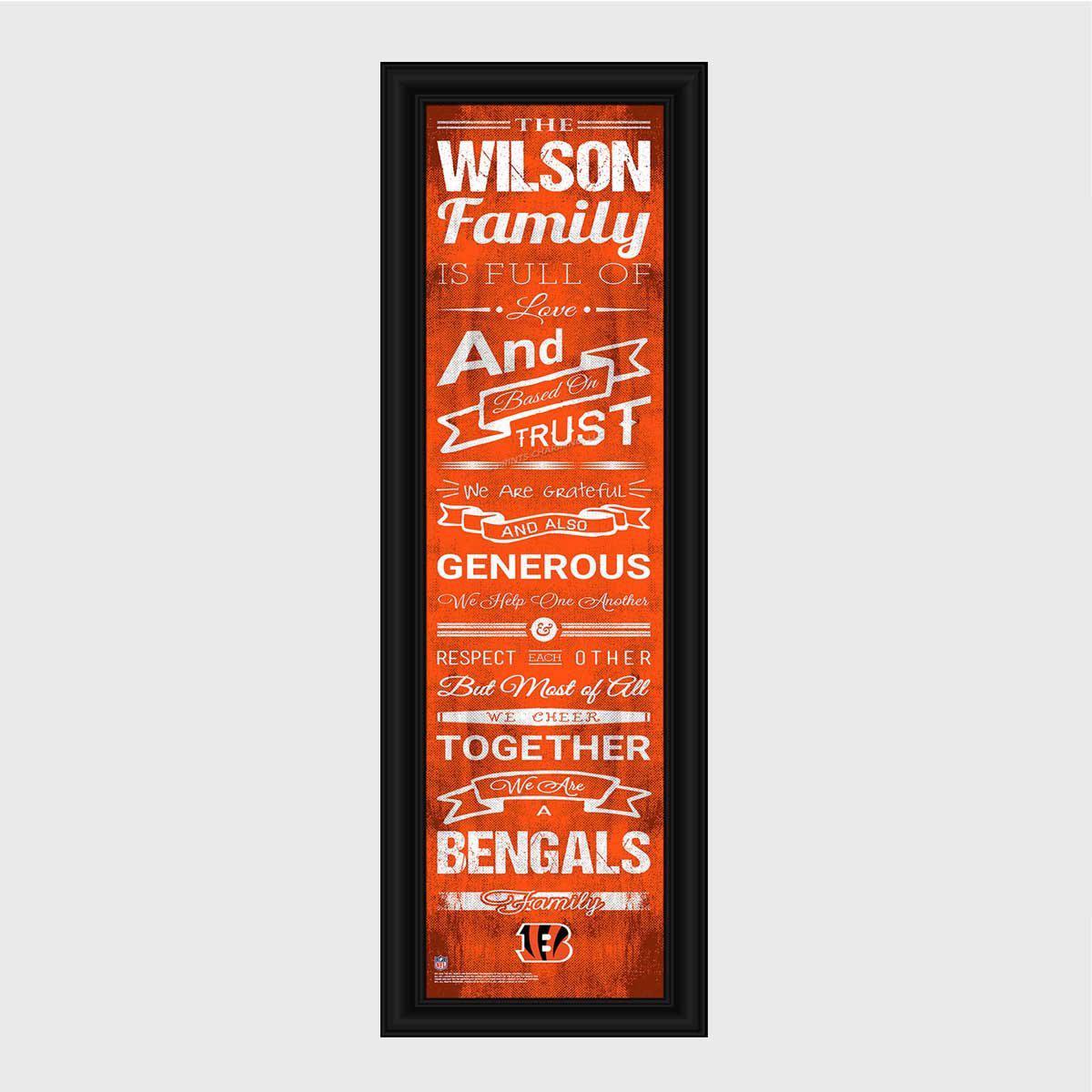 Personalized NFL Family Cheer Print & Frame - All NFL Team Available