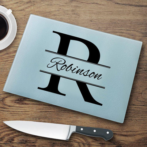 Buy Personalized Stamped Monogram Glass Cutting Board