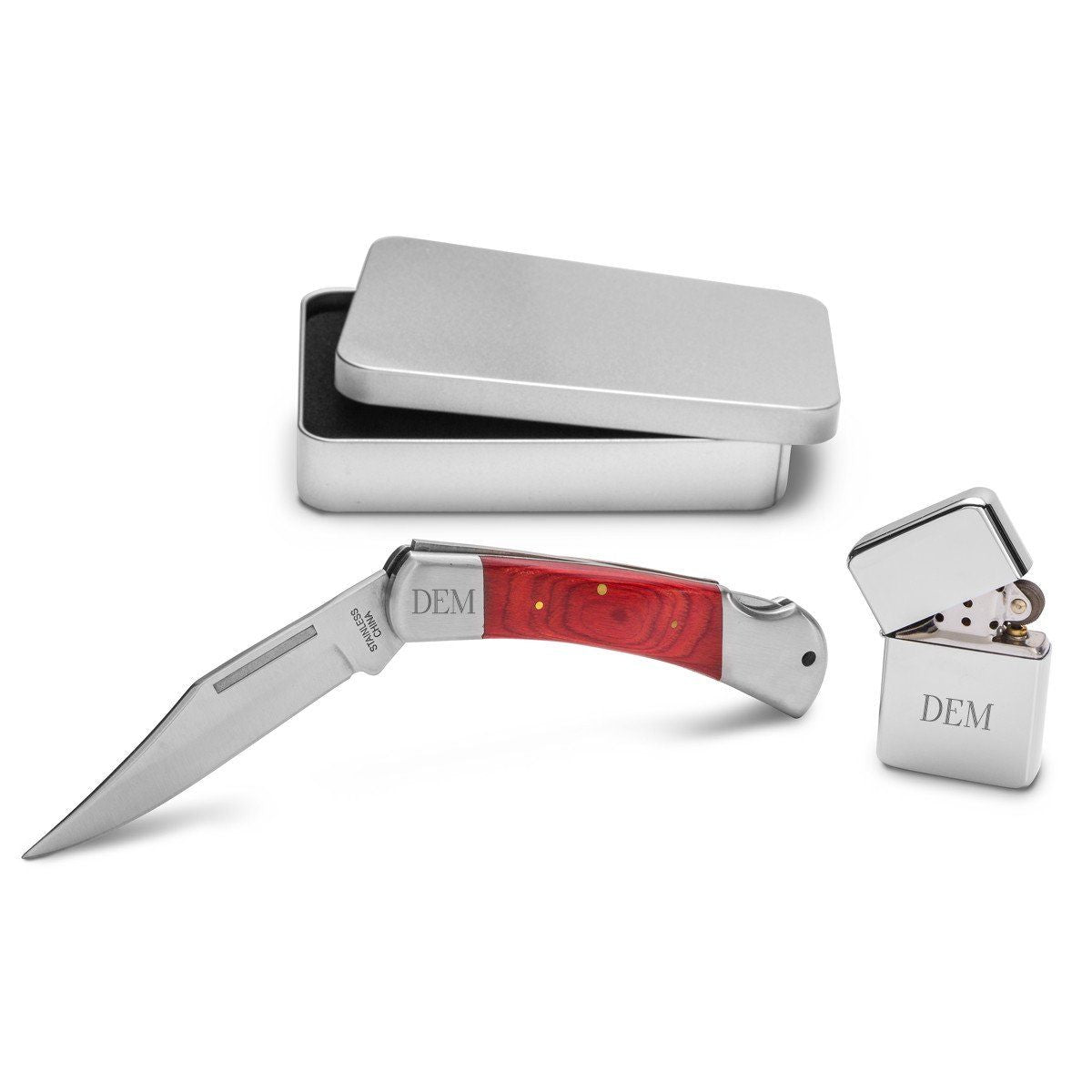 Personalized Yukon Lock Back Knife and Lighter Gift Set
