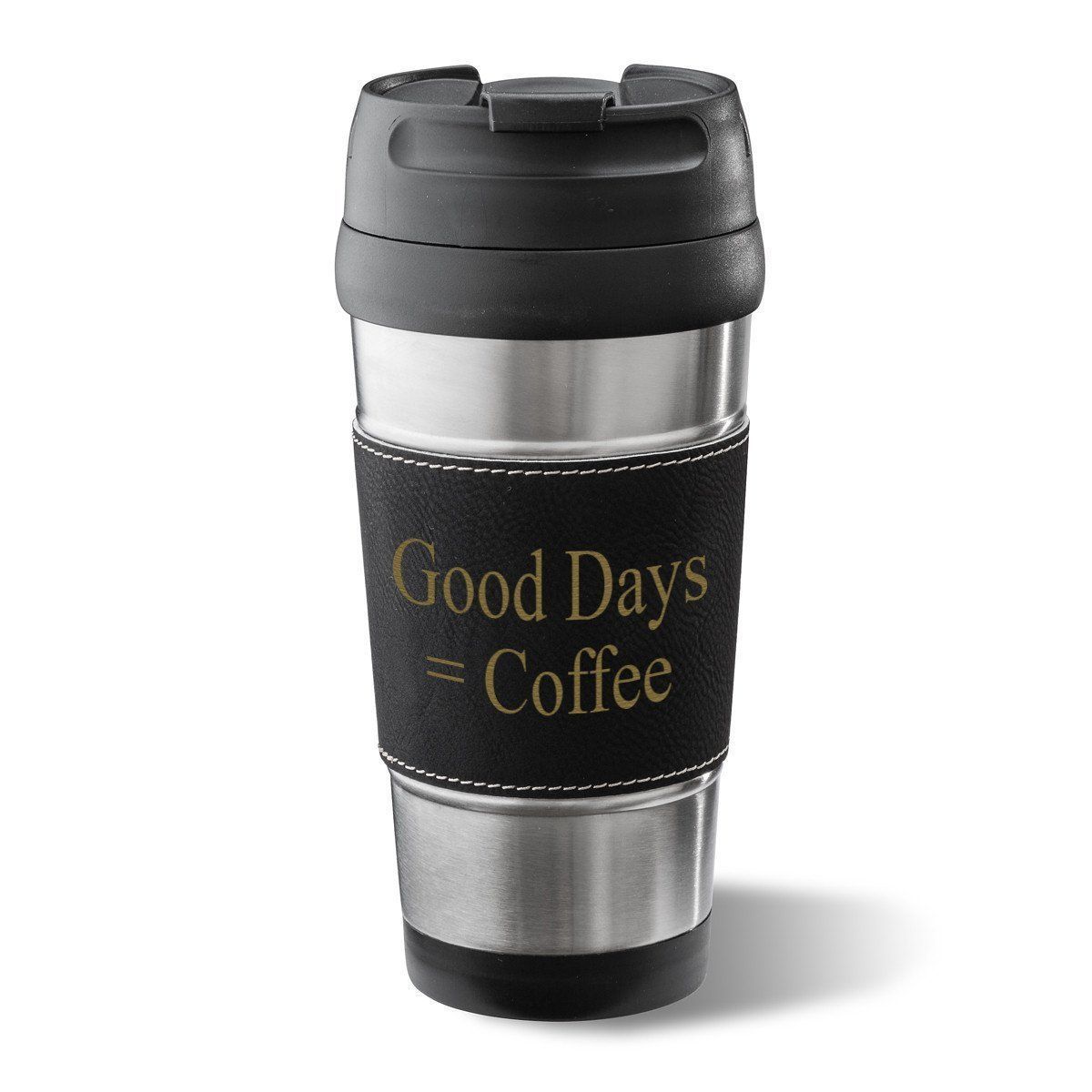 Personalized Faux Leather Wrapped Stainless Steel Tumbler - All